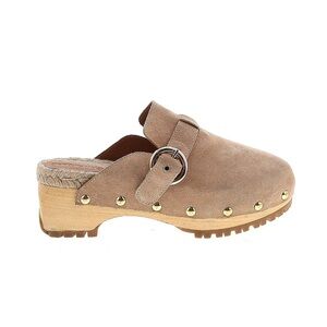 See By Chloe Taupe Suede Studded Clog Mule with Buckle
